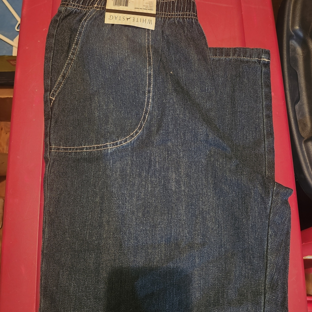 White Stag Women's Dark Indigo Elastic-Waist Relaxed Jeans